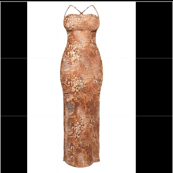 Shape Brown Leopard Print Mesh Maxi Dress - Picture 5 of 5